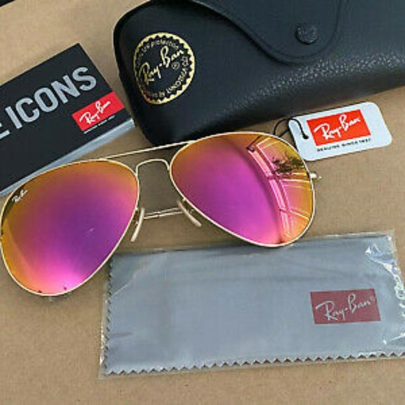 Ray Ban RB3026 Aviator Unisex Sunglasses 62MM Gold main image 4